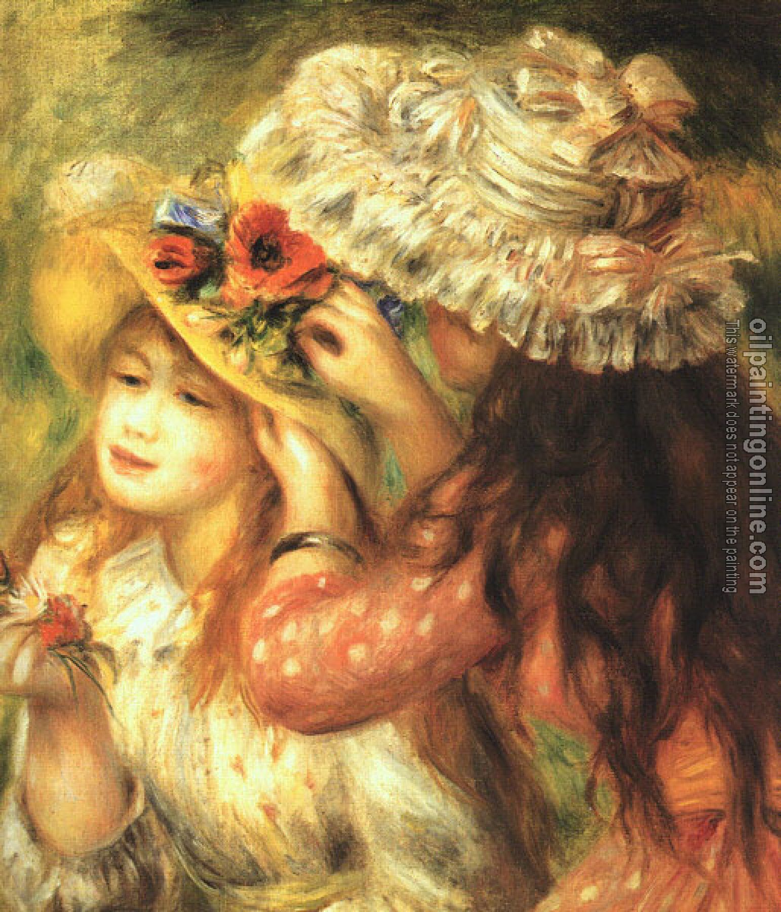 Renoir, Pierre Auguste - Girls Putting Flowers in their Hats